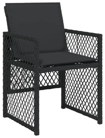 Set da pranzo da giardino 5 pz nero con cuscini in polyrattan