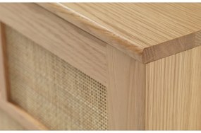 Cassettiera bassa effetto rovere con ante scorrevoli in colore naturale 180x80 cm Barrali - Unique Furniture