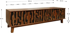 Mobile TV marrone in mango massiccio 180x50x40 cm Kantu – MOME