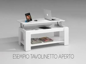 Tavolo caffe elevabile cemento bianco cm.100x50x45h