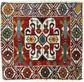 Shiraz Tappeto 40x40 Rosso (Iran) Annodato A Mano