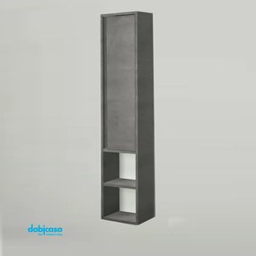 Pensile Portaoggetti "Shelf" Da 30 Cm Composto Da Un Anta e Due Vani a Giorno Finitura Cemento