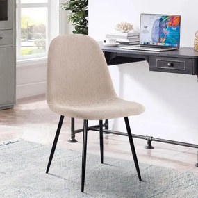 Sedia Da Pranzo Moderna In Tessuto Khaki Gambe Nere Irene - Set da 4 Pezzi