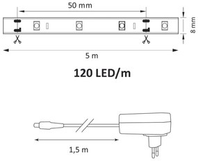 Striscia LED 5m LED/36W/12V 4000K