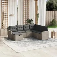 Set Divani da Giardino 7 pz con Cuscini Grigio in Polyrattan 3263526