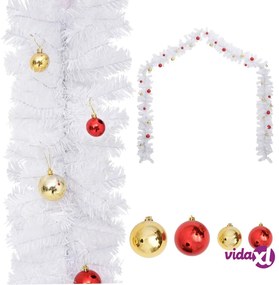 vidaXL Ghirlanda di Natale Decorata con Palline Bianca 5 m
