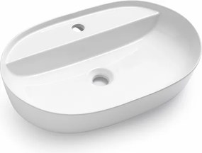 Lavabo da appoggio in ceramica bianco 61x38 cm con foro per rubinetto