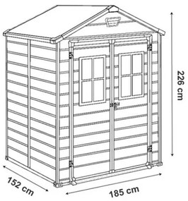 Casetta Da Giardino In Resina 185x152x226H Cm Manor 6x5 Nero Keter Finestre Frontali