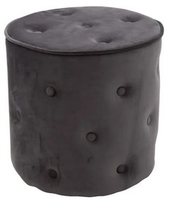 Pouf SANTA CRUZ grigio in velluto e bottoni