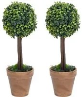 Piante di Bosso Artificiale 2 pz a Sfera con Vaso Verde 56 cm cod mxl 66340