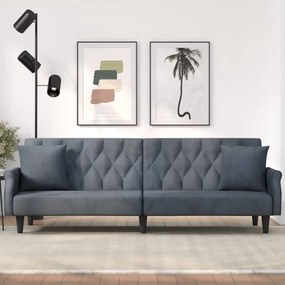 Divano Letto Con Braccioli Grigio Scuro İn Velluto /