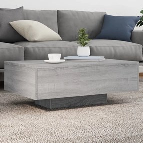 Tavolino da soggiorno con luci led grigio sonoma 85x55x31 cm