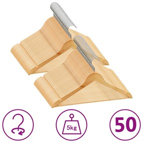 Set Appendiabiti 50 Pz Antiscivolo İn Legno Massello /