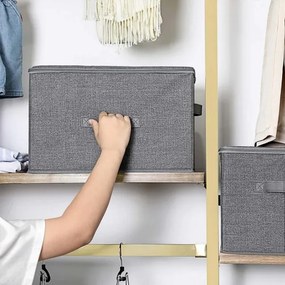 Set di 3 scatole portaoggetti con cerniera CURAN, grigie