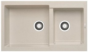 Lavello integrato 2 vasche DELINIA Alazia granito L 50 x L 86 cm beige