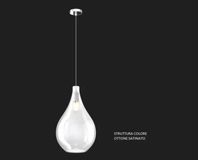 Sospensione ottone sat. 1 luce vetro grande trasparente 1193os-sg-tr