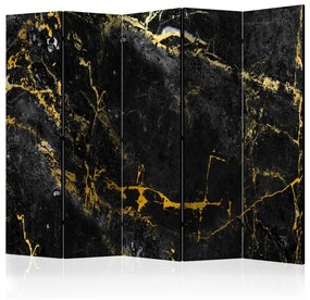 Paravento Eleganza nera II (5 pezzi) - texture di marmo nero