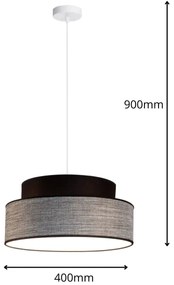 Lampadario a sospensione con filo GRACE 1xE27/60W/230V diametro 40 cm nero/grigio