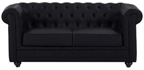 Divano 2 posti in Similpelle Nero - CHESTERFIELD