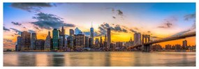 Stampa su tela Skyline New York al tramonto, multicolore 160 x 60 cm