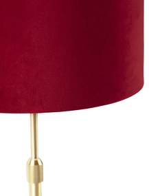 Lampada da tavolo oro / ottone con paralume in velluto rosso 25 cm - Parte