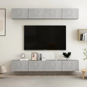 Mobili tv 4 pz grigio cemento 100x30x30 cm in truciolato