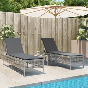Lettino Prendisole 2 Pz Con Cuscini Grigio Chiaro İn Polyrattan /