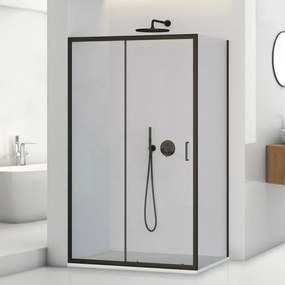 Box doccia angolare 80x120 cm scorrevole con profilo nero opaco  Tay