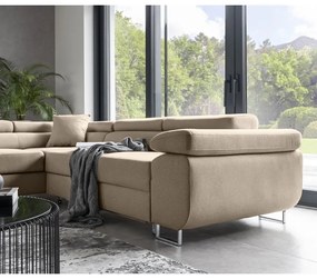 Divano angolare beige allungabile/con contenitore (con penisola a sinistra/a L) Anton – ELTAP