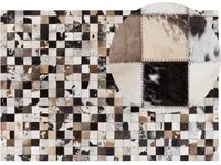 Tappeto Marrone Beige Pelle 160 x 230 cm Moderno Patchwork Pelle Bovina Artigianale