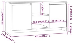 Mobile Porta TV Grigio Cemento 102x37,5x52,5 cm in Truciolato