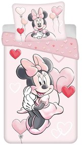 Set copripiumino e federa da bambini rosa in cotone per letto singolo 140x200 cm Minnie "Balloon" – Jerry Fabrics