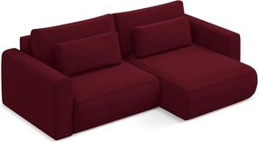 Divano angolare burgundy allungabile/con contenitore (con penisola a destra/con chaise lounge) con rivestimento in velluto Kapua – Makamii