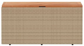 Contenitore da giardino beige 110x50x54 cm polyrattan e acacia