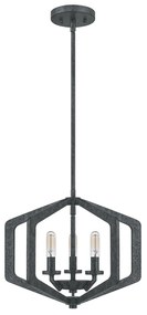 Lampadario Industrial Nordico Vanguard Acciaio Nero Antico 3 Luci E14