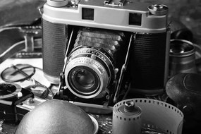 Stampa su tela – Fotocamera antica in bianco e nero