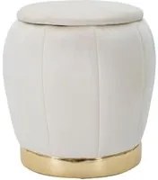 Pouf con contenitore in tessuto beige cm 43x43