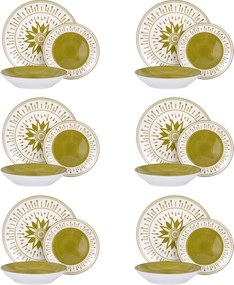 Servizio 18 piatti porcellana Mistral verde