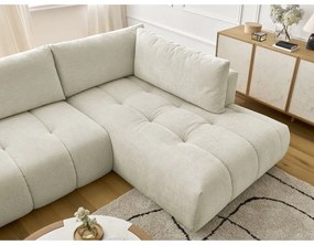 Divano angolare beige allungabile e con contenitore (penisola a destra/a U) Fuji – Bobochic Paris