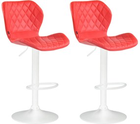 Set Di 2 Sgabelli Da Bar İn Ecopelle Cork Con Design Esclusivo / Rot / Weiß