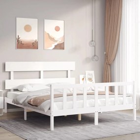 Giroletto Senza Materasso Bianco 160x200 Cm Legno Massello Pino /