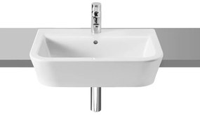 Lavabo da appoggio Domus ROCA rettangolare piletta non inclusa in ceramica L 56 x H 17 x P 40 cm bianco lucido piletta non inclusa