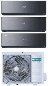Condizionatore Hisense Trial Split Inverter ENERGY PRO X BLACK 12+12+12 con 3AMW72U4RJC R-32 Wi-Fi Integrato