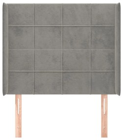 Testiera ad orecchio grigio chiaro 103x16x118/128 cm in velluto