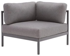 Angolo per divano da giardino con cuscino grigio Idunn NATERIAL, struttura in alluminio seduta in alluminio nero, L 82 x H 61 x P 82 cm