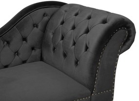 Chaise longue destra in velluto nero NIMES Beliani