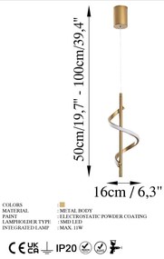 Lampada a sospensione LED in oro ø 16 cm Likma - Opviq lights