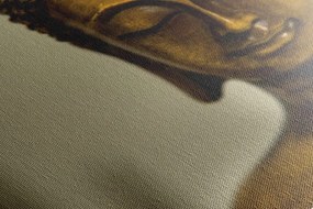 Quadro su tela – Testa di Buddha in bronzo