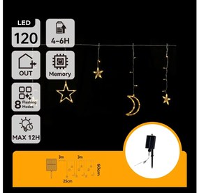 Aigostar - Catena luminosa solare a LED natalizia 120 LED/8 funzioni 3x0,6 m 500 mAh IP65 bianco caldo