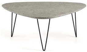 Tavolino NICO piano in legno sagomato Cemento e gambe in metallo